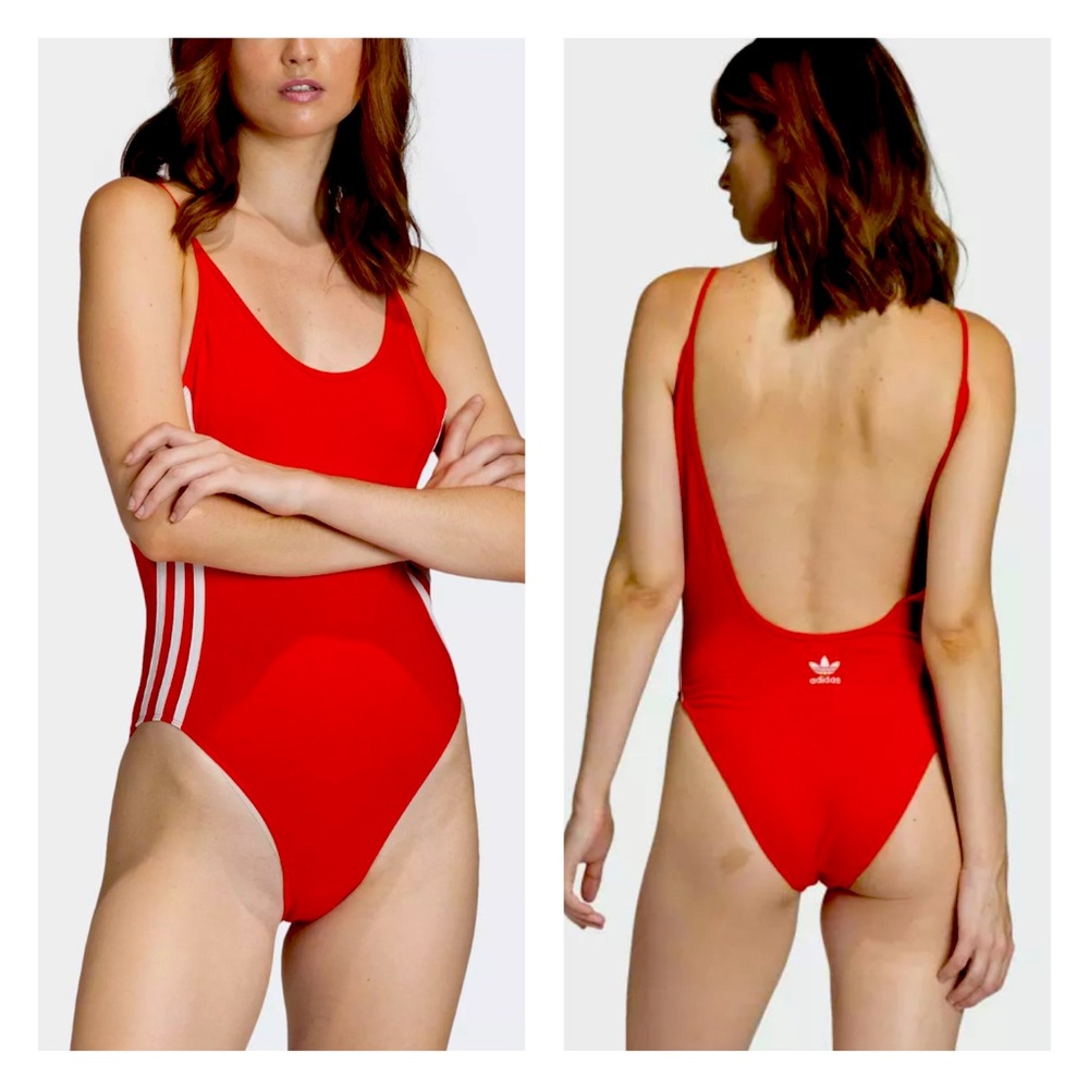 adidas Originals red 3-tripped Cotton Bodysuit